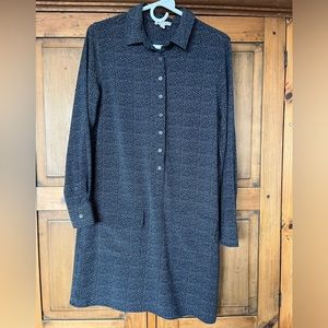 Lila Rose Long Sleeve Shirt Dress Blue Geometric W/ Pockets, Size 4